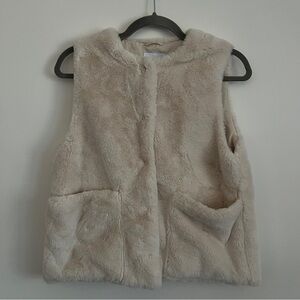 Zara Beige Faux Fur Vest Winter Sleeveless Neutral Layering-Size 11 to 12
